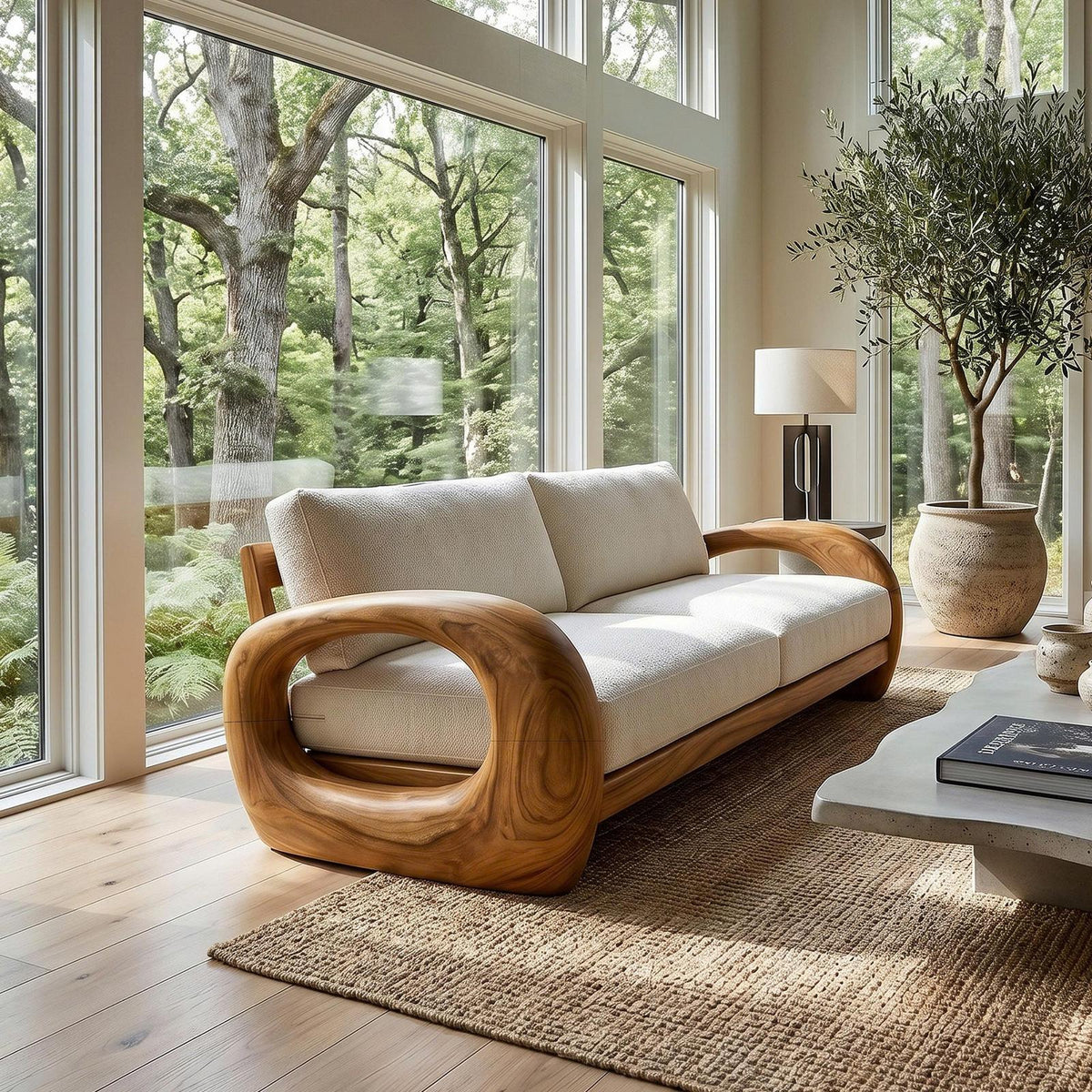Modern Sculptural Wooden Sofa For Living Room SILDTTRSFA011
