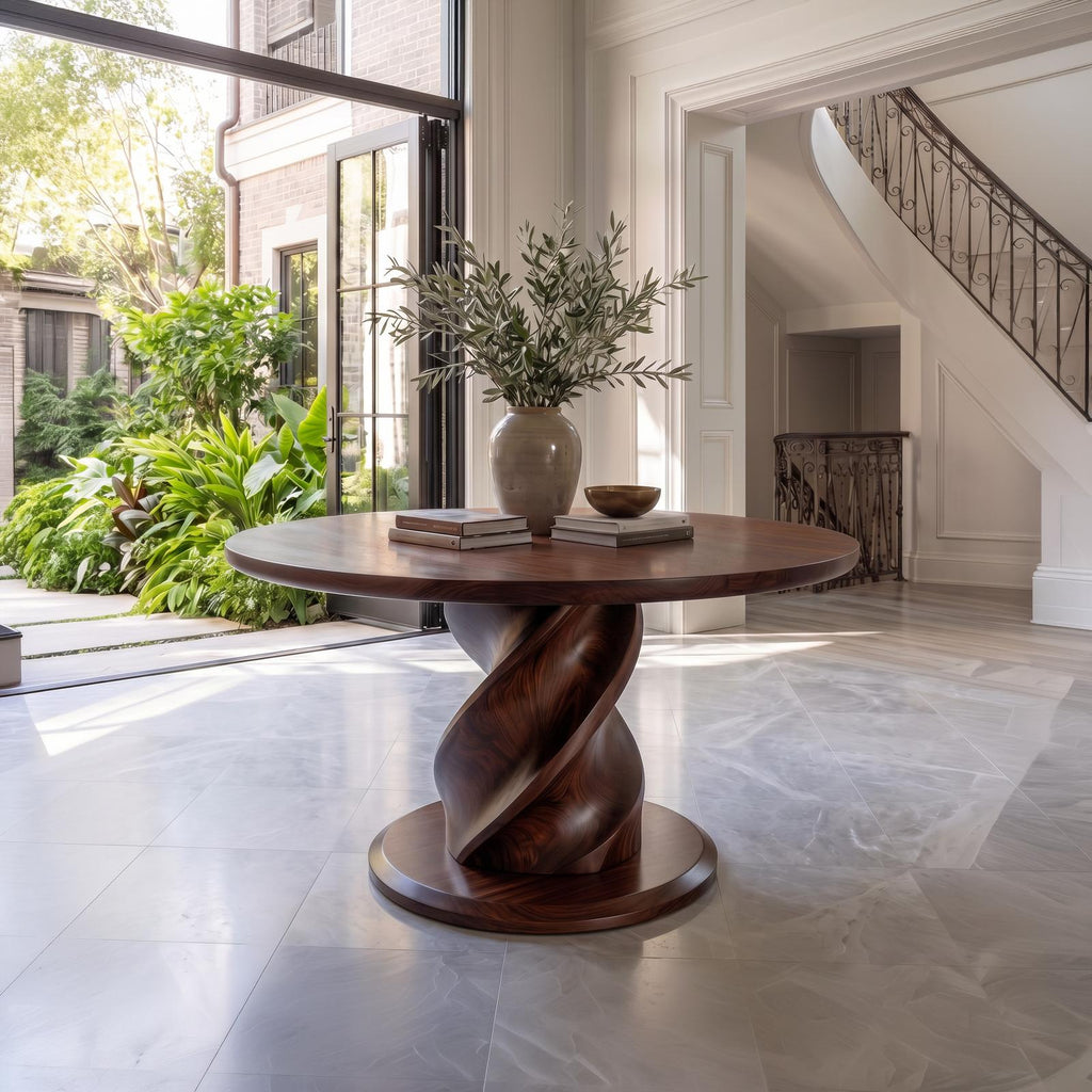Modern Luxury Twist Pedestal Entry Table For Entryway And Hallway