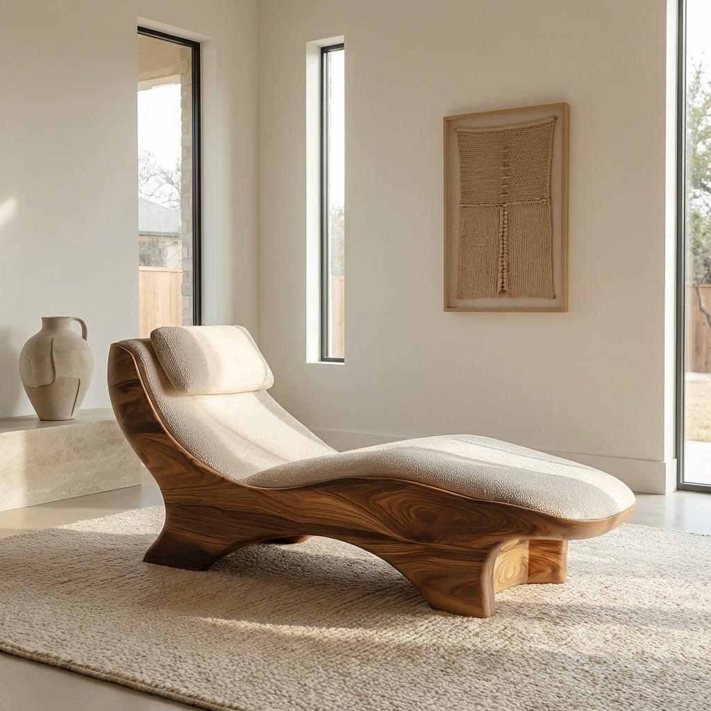 Spry Interior Sculptural Natural Wood Lounge Chair, Handcrafted Ergonomic Accent Armchair for Living Room Corner & Bedroom, RTTHHNSFA033