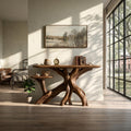 Spry Interior Japandi Zen Wood Console Table, Minimalist Entryway Foyer Table & Bedroom Makeup Dressing Console, Solid Wood, SILDTTRCS069