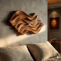 Modern Wooden Wall Clock, Organic Wavy Shape Solid Wood Quiet Timepiece for Bedroom Office Decor