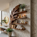 Modern Wooden Leaf Bathroom Shelf For Bathroom Interior