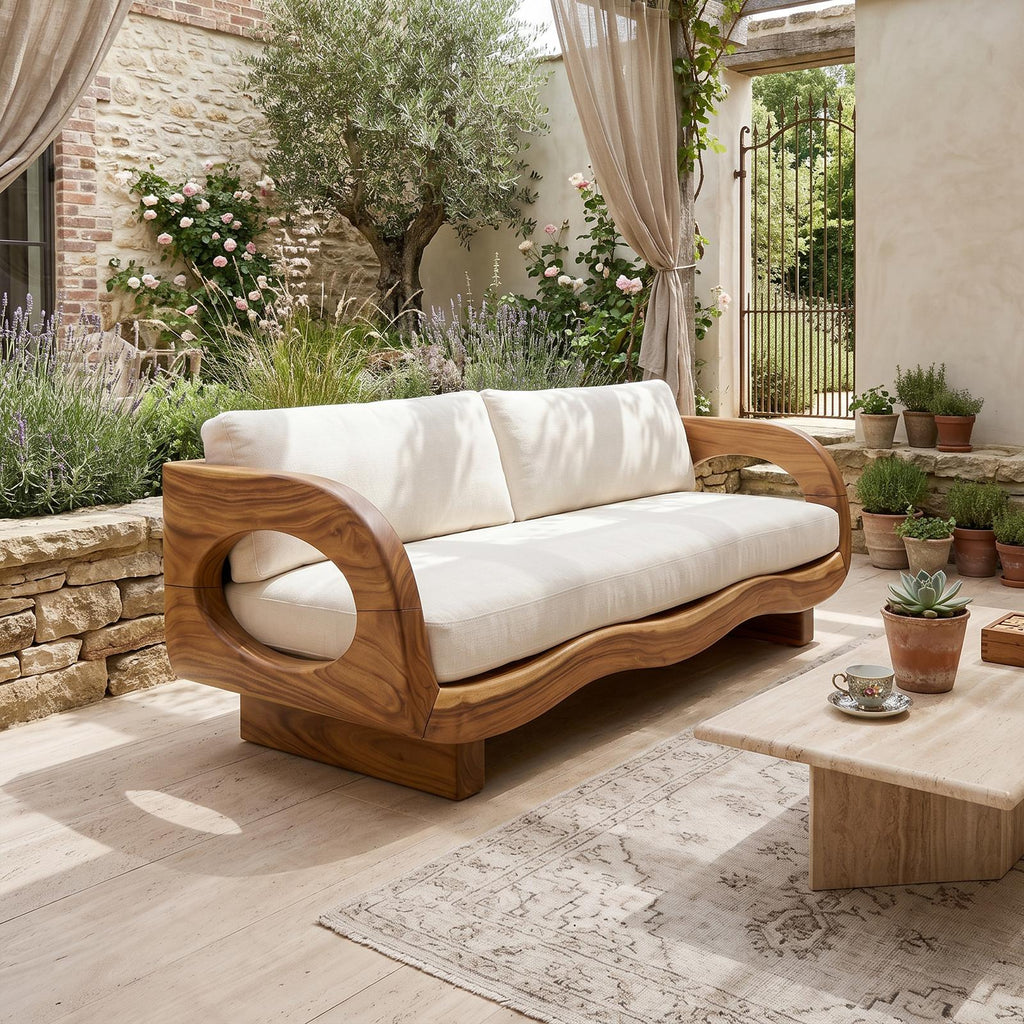 Rustic Contemporary Wood Sofa Garden Terrace Living Space