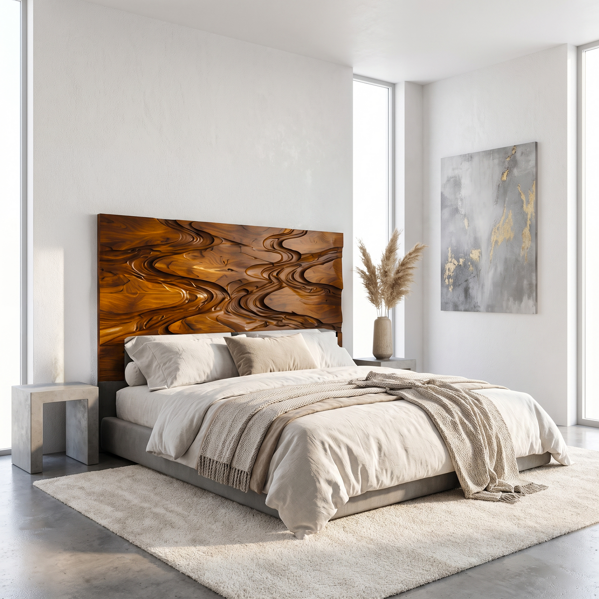 Rustic Live Edge Headboard Wooden Bed Headboard For Bedroom SINLSAHB044