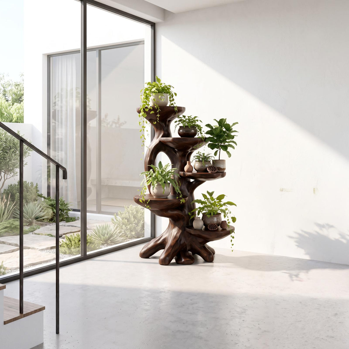 Modern Plant Stand With Sculptural Platforms For Living Room SINLSAPT022