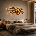 Artistic Wooden Wall Light with Flowing Root Design, Sculptural Rustic Sconce for Accent Bedroom Decor, Model