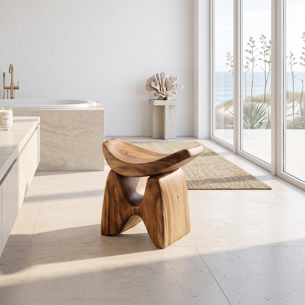 Mid Century Shower Stool For Elegant Bathroom Look