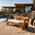 Mid-Century Modern Wooden Sofa with Sculptural Frame, Handcrafted Solid Wood Patio & Living Room Couch, Model