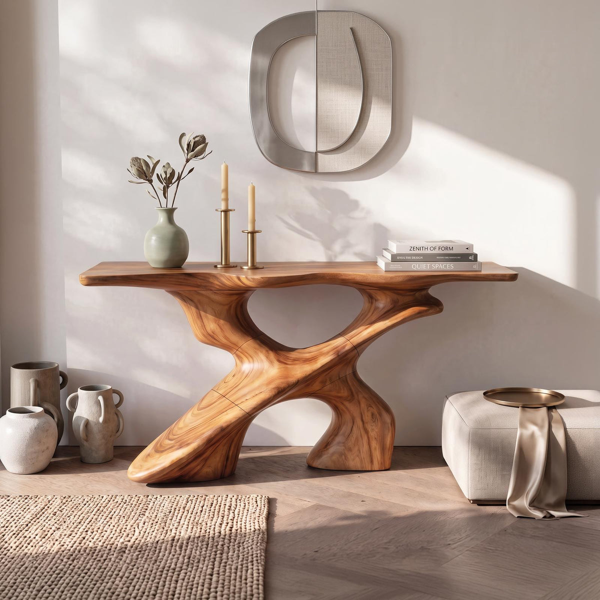 Handcrafted Solid Wood Console Table, Elegant Hallway Entryway Sofa Table for Home Living Room Decor