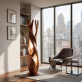 Statement Wooden Sculpture Lamp, Sculptural Solid Wood Artistic Accent Light for Luxury Home Living Room, Model