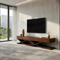 Modern TV Console With Interlocking Sculptural Base For Living Room