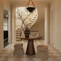 Contemporary Organic Round Entryway Foyer Table For Entryway SINLSAFT007