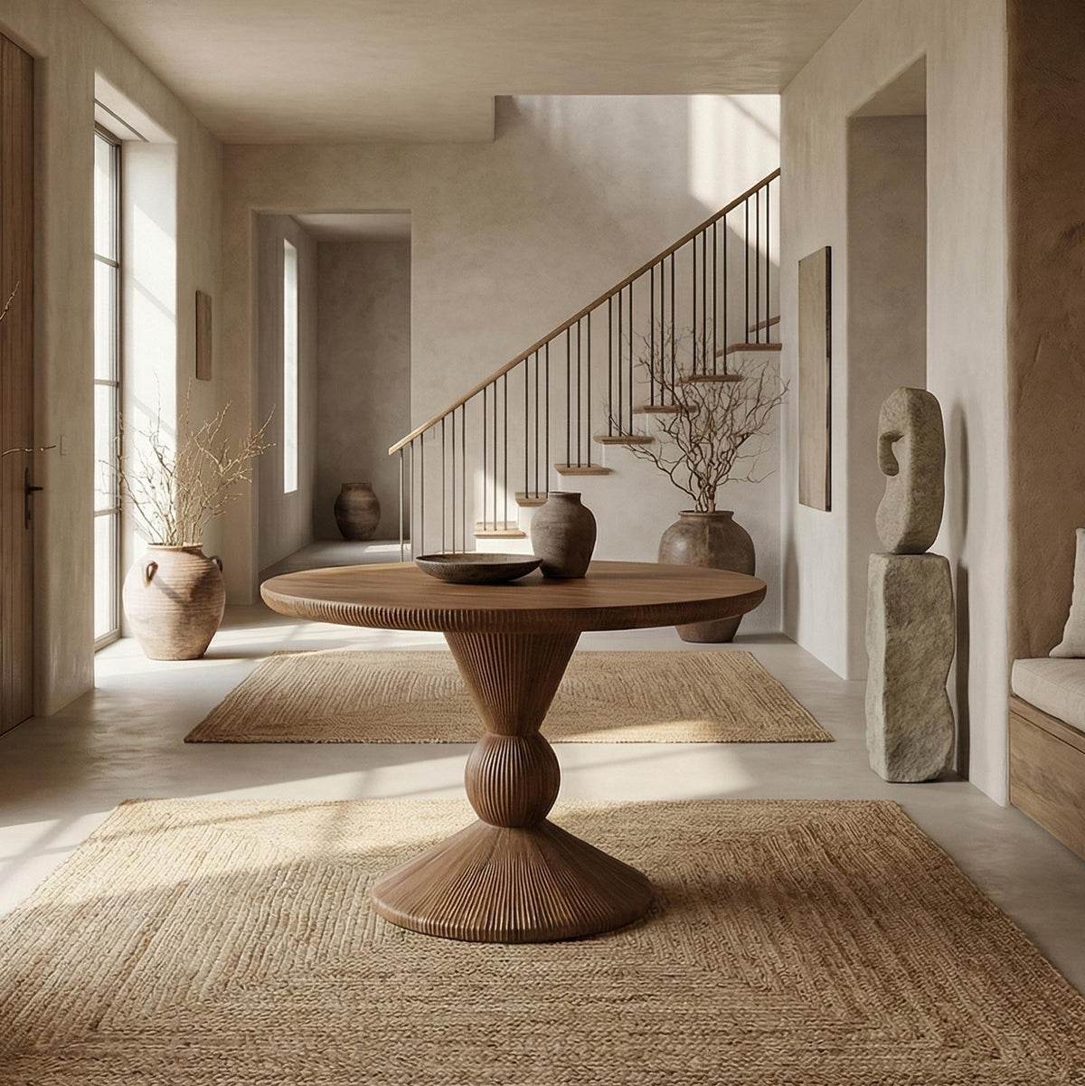 Organic Sculptural Entryway Table, Solid Wood Artistic Foyer & Hallway Decor Center Table