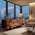Organic Modern Wood Sideboard, Handcrafted Solid Wood Credenza & Storage Buffet Cabinet for Living Room, Model