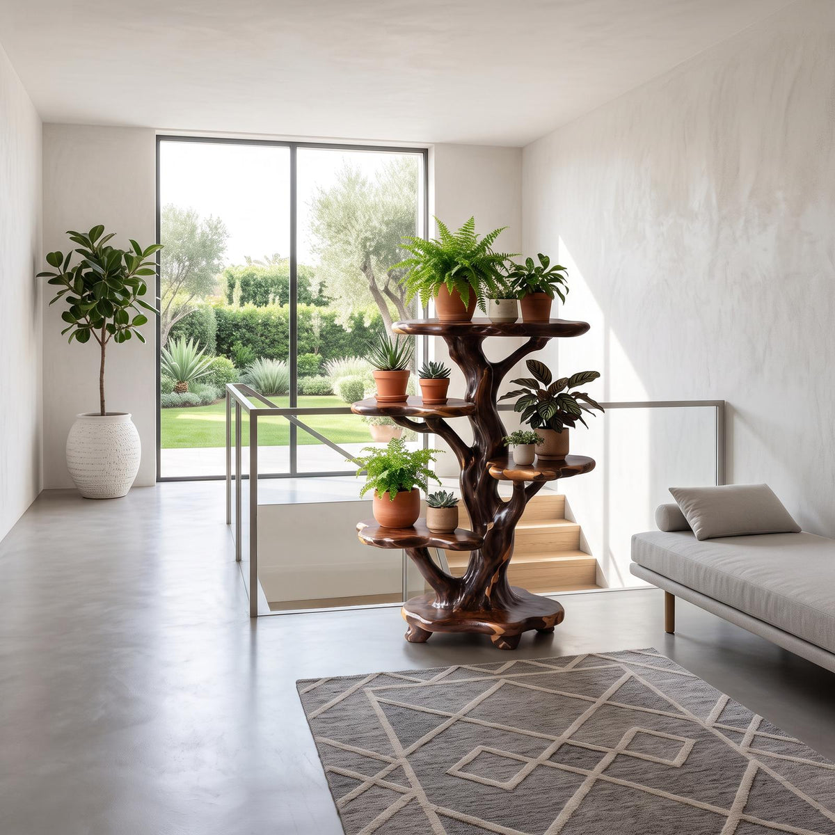 Natural Tree Plant Stand With Tiered Branch Shelves For Living Room And Entryway SINLSAPT028
