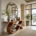 Modern Wooden Console Table with Curved Open Storage, Handcrafted Entryway Table for Hallway & Living Room, Model