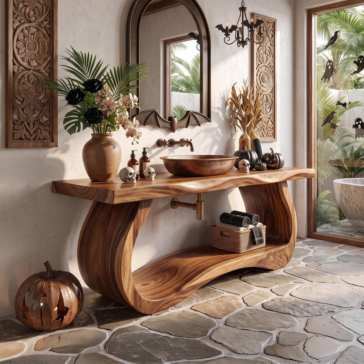 Mid Century Wood Bathroom Vanity Spa Bathroom
