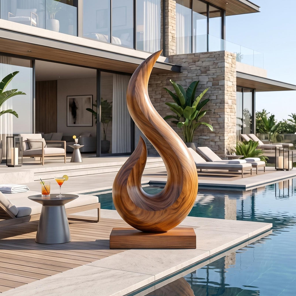 Spry Interior Handcrafted Abstract Wood Sculpture, 3D Hanging Wall Art Decor Statue for Outdoor Garden & Patio Wall Design, SILDTTRAS010