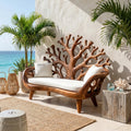 Spry Interior Modern Coral Tree Backrest Bench, Handcrafted Solid Wood Entryway, Foyer & Indoor Patio Bench, Accent Seating, SILDTTNBEN024