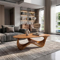 Spry Interior Rustic Solid Wood Coffee Table, Handcrafted Live Edge Low Center Table for Natural Home Living Room Styling, SILDTTRCF022