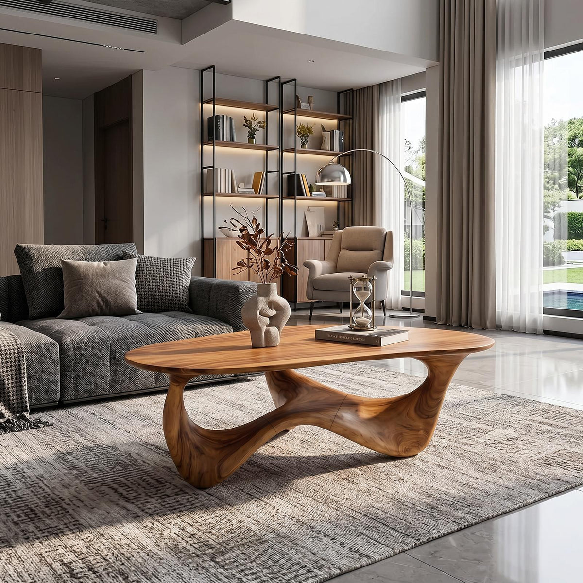 Spry Interior Rustic Solid Wood Coffee Table, Handcrafted Live Edge Low Center Table for Natural Home Living Room Styling, SILDTTRCF022