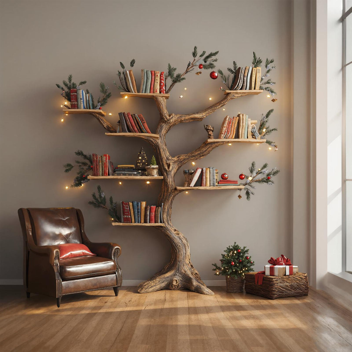 Tree Corner Bookcase Floating Bookshelf