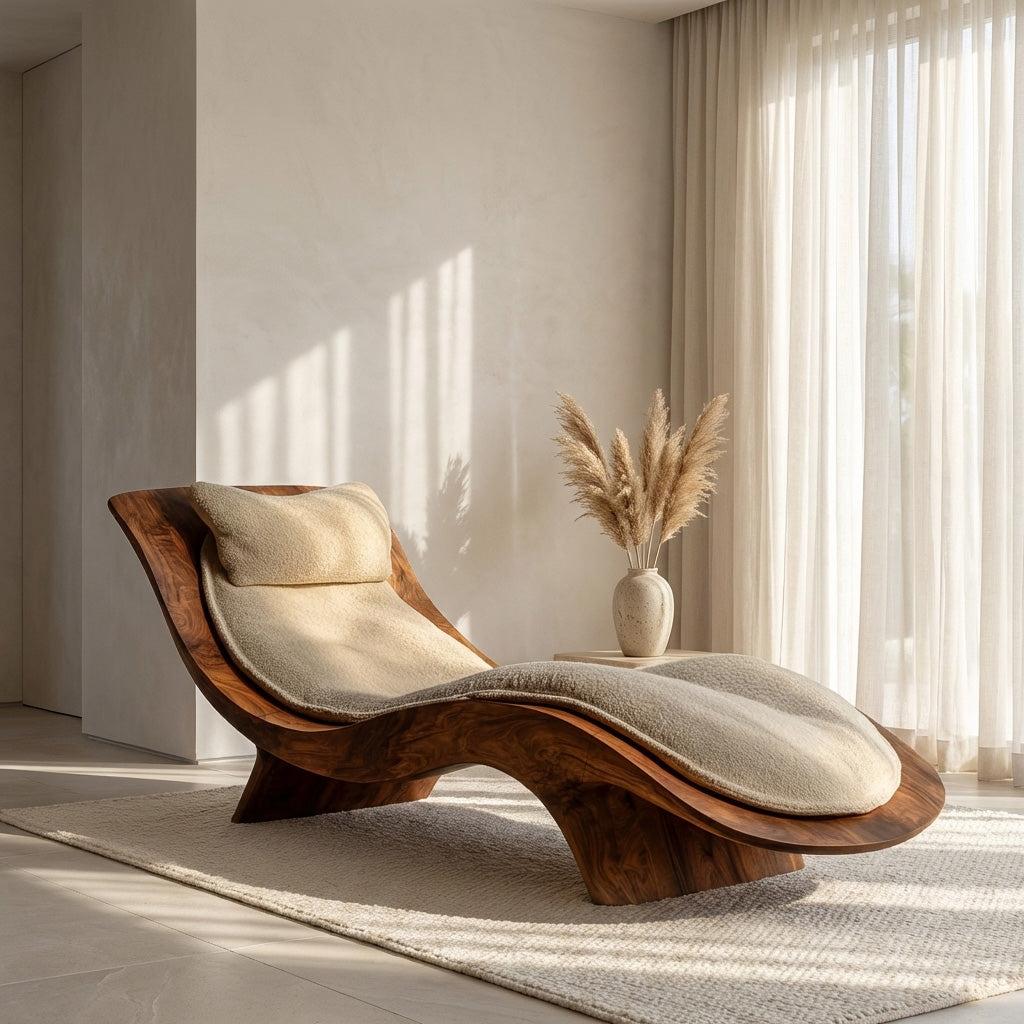 Contemporary Natural Wood Lounge Chair, Modern Living Room Accent Armchair, Mid-Century Reading Easy Chair