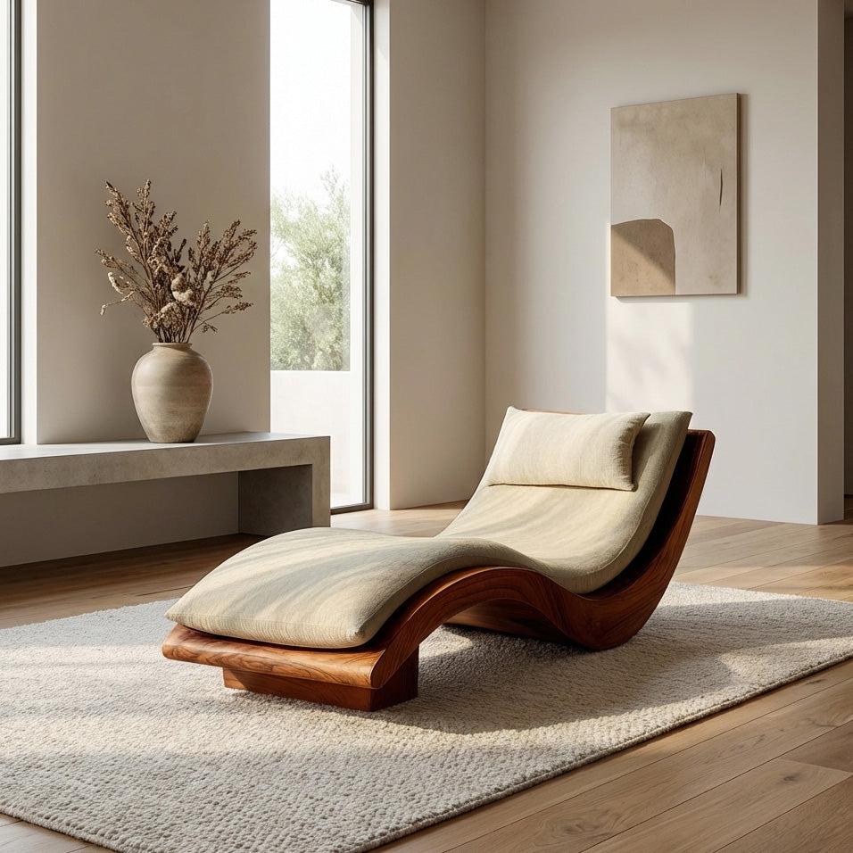 Minimalist Natural Wood Lounge Chair, Modern Timber Reading Armchair, Accent Seating for Bedroom Living Room