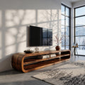 Contemporary Wooden TV Console With Open Storage For Living Room