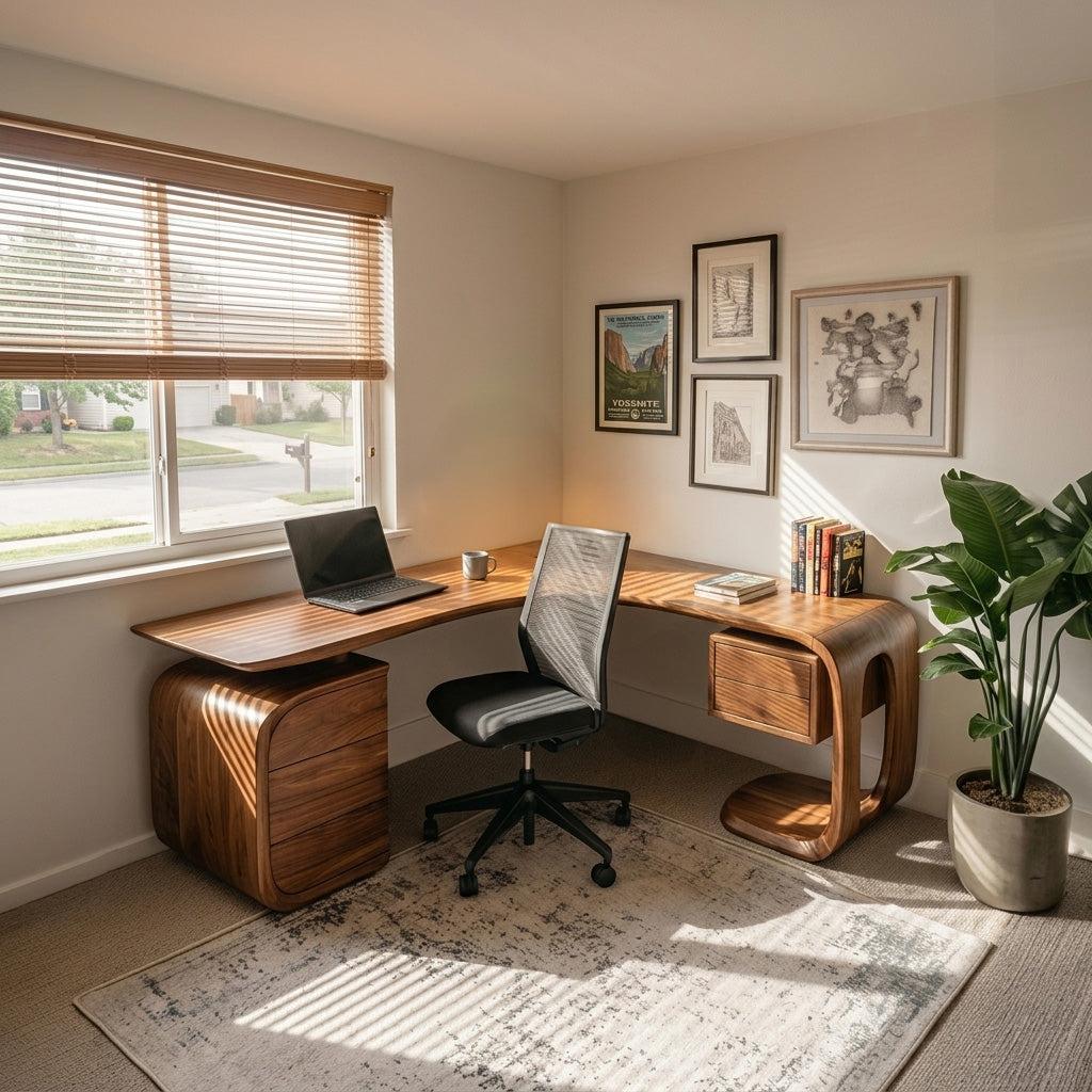 Mid Century L-Shaped Desk For Workspace Or Office