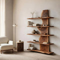 Handcrafted Natural Wood Standing Shelf, Rustic Tiered Bookcase Display Organizer, Artisan Timber Storage Rack