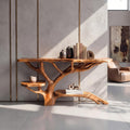 Spry Interior Farmhouse Solid Wood Console Table, Live Edge Slab Entryway Table for Cozy Rustic Home Decor, SILDTTNCS030