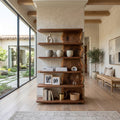 Scandinavian Natural Wood Corner Standing Shelf, Nordic Tiered Bookcase Display Organizer for Small Spaces