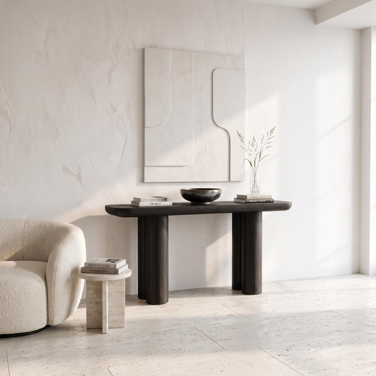 Midcentury Black Console Table Living Room SINLSACS138