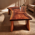 Spry Interior Natural Slab Coffee Table, Solid Wood Live Edge Center Table, A-Frame Base Rustic Living Room Furniture, SINLKICF344
