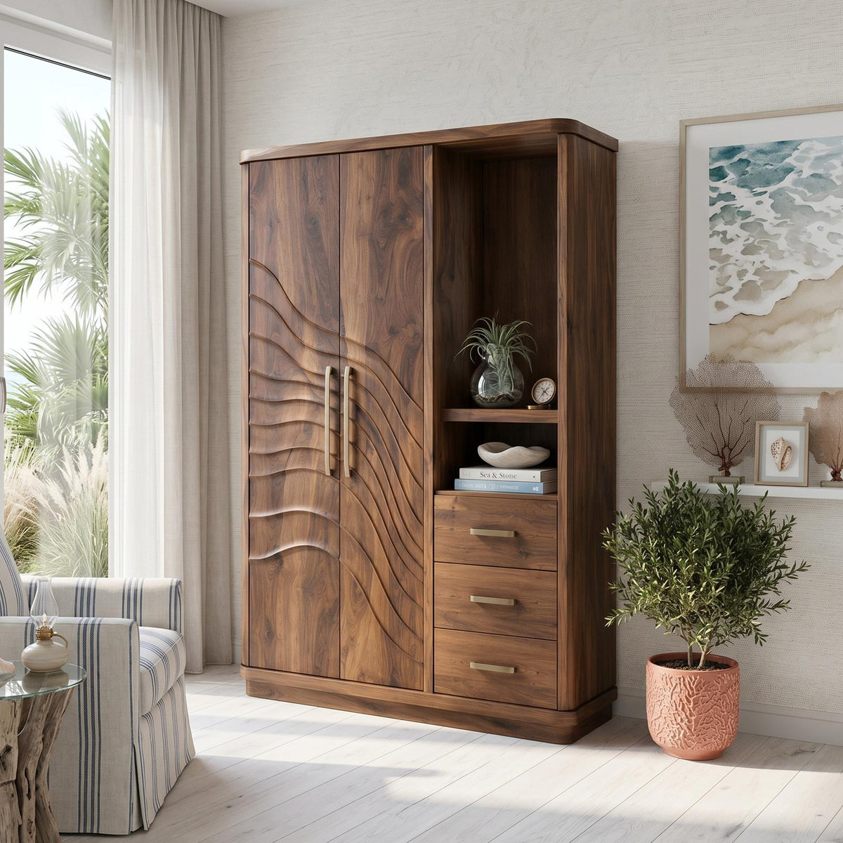 Modern Artistic Form Armoire For Open Lounge Bedroom SILDTTNWDE005