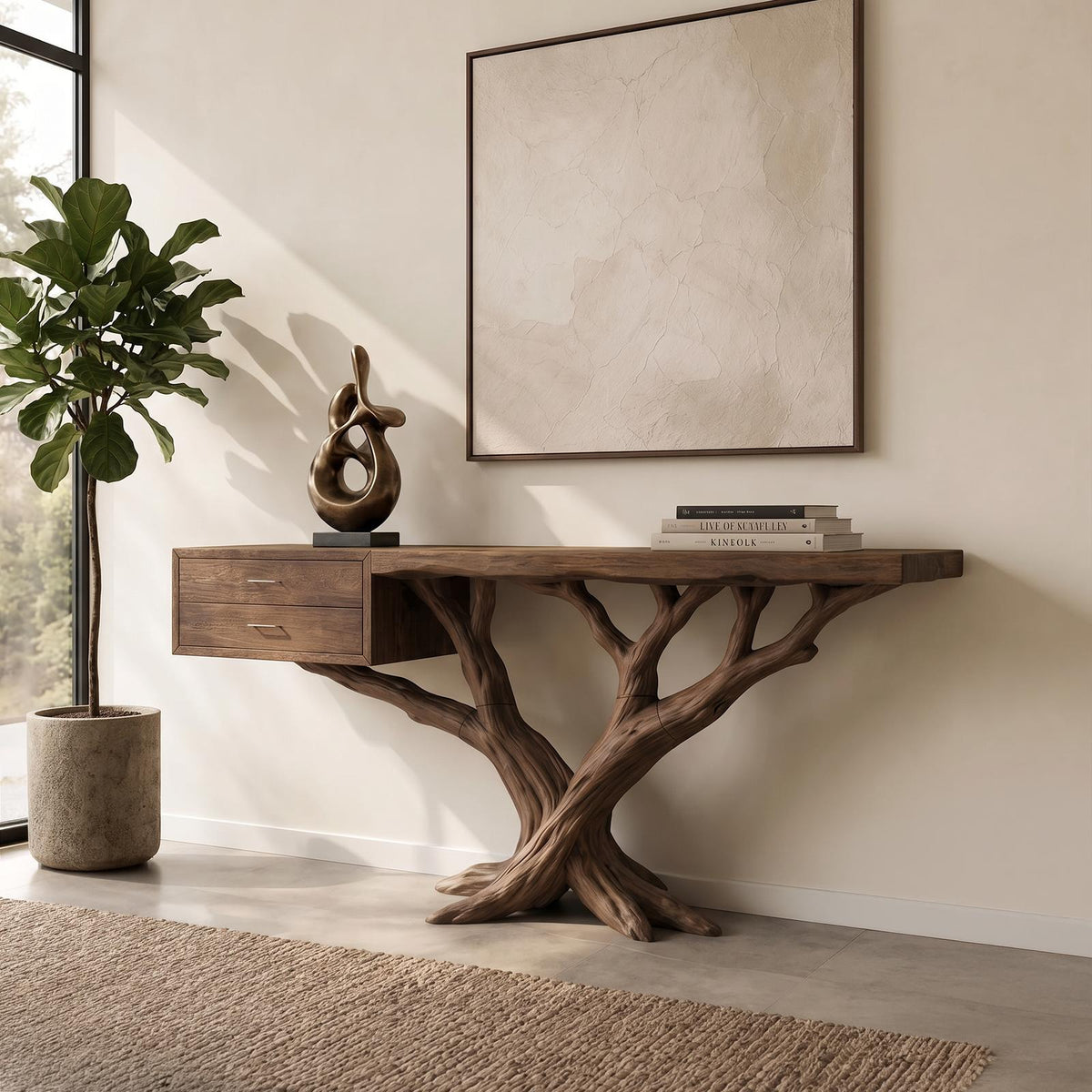 Modern Tree Root Console Table Luxury Entryway