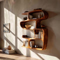Modern Curved Bookshelf, Stylish Wooden Bookcase & Console Storage Shelf for Hallway & Entryway