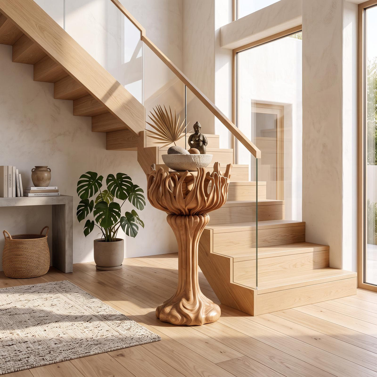 Contemporary Tree Shaped Plant Stand With Sculptural Form For Entryway And Sunroom SINLSAPT016
