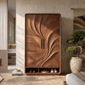 Minimalist Textured Surface Wardrobe For Guest Room Interior