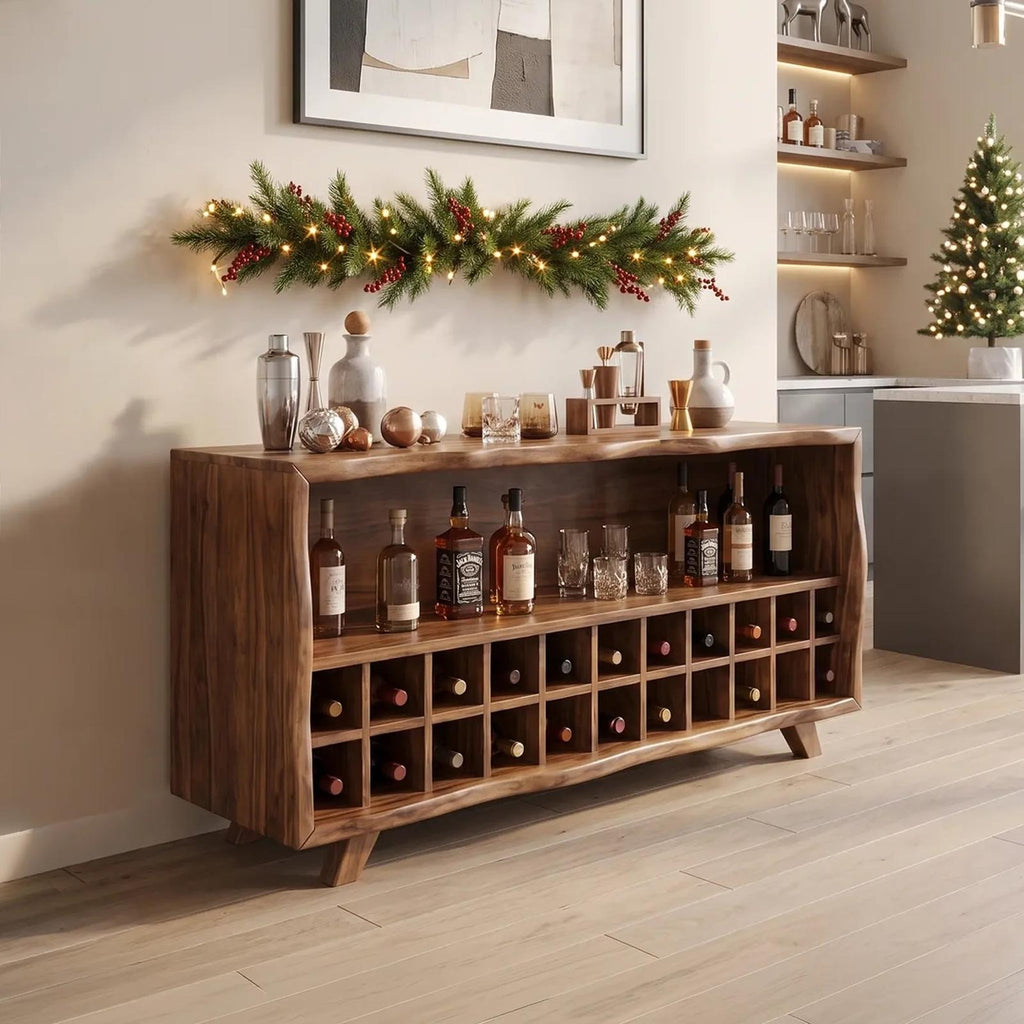 Rustic Christmas Wine Storage Cabinet Modern Dining Room