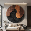 Scandinavian Artistic Wood Wall Art, Modern Minimalist Abstract Wall Decor Panel for Open Concept Living Space