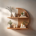 Minimalist Circle Round Floating Shelf Solid Wood For Living Room Wall Art
