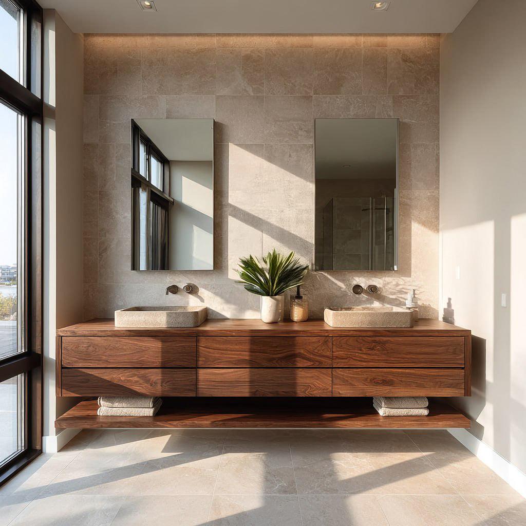 Contemporary Floating Bathroom Vanity With Multiple Drawers For Bathroom