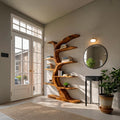 Modern Tree-Inspired Bookshelf, Handcrafted Wood Bookcase with Curved Branches for Living Room & Nursery Decor