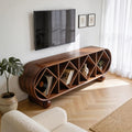 Contemporary Linear TV Console, Sleek Wooden Media Cabinet Sideboard for Living Room