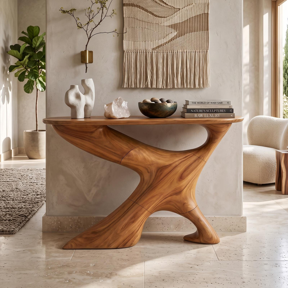 Handcrafted Solid Wood Foyer Table, Entryway Hallway Console Table Accent Furniture Decor