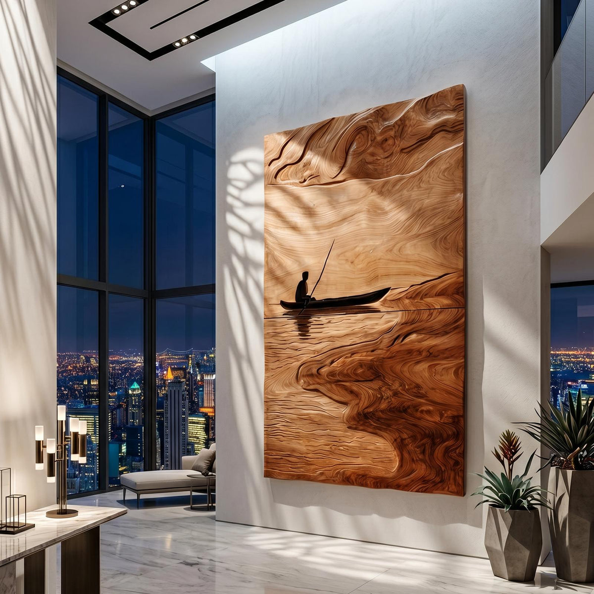 Spry Interior Contemporary Lake Wood Wall Art, Handcrafted 3D Wooden Lake Map Sculpture Panel for Modern Rustic Living Room Decor, SILDTTRWA095