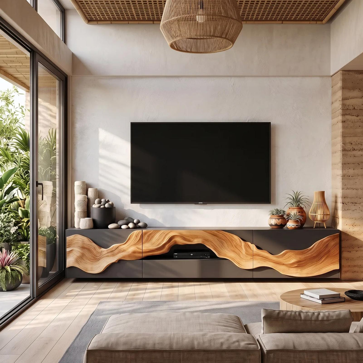 Farmhouse TV Console For Living Room Furniture Decor