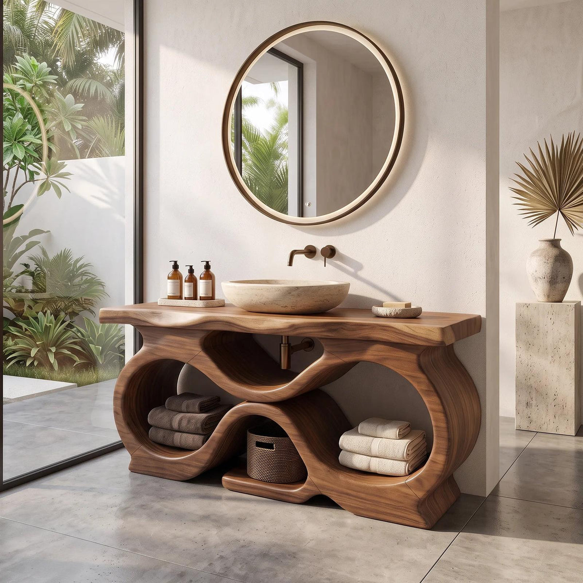 Farmhouse Handcrafted Bathroom Vanity Cabinet Tropical Bathroom
